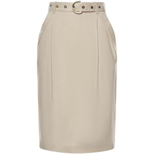 Pinko Natural Belted Midi Skirt