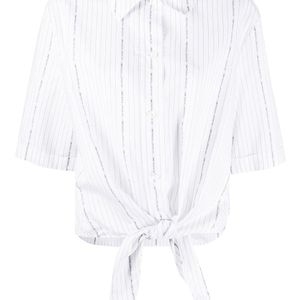 Off-White c/o Virgil Abloh Weiß Popeline-Hemd mit Knotendetail