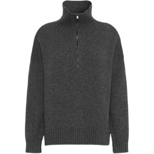 Max Mara Grey Quarter-Zip Cashmere Sweater