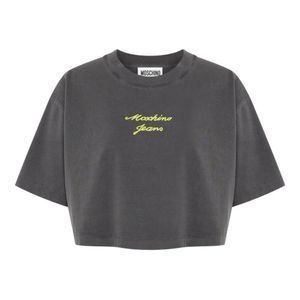 Moschino Grey T-Shirt Crop À Logo