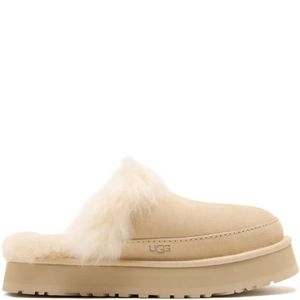 Ugg Natural Mini Suede Leather Sandals With Sheepskin Comfort