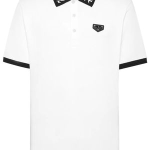 Philipp Plein White Logo-Plaque Cotton Polo Shirt for men