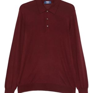 Fedeli Red Fine-Knit Polo Shirt for men