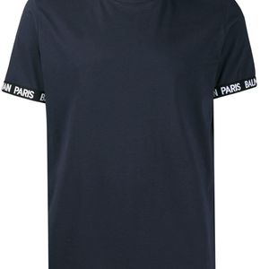 メンズ Balmain ロゴ Tシャツ ブルー