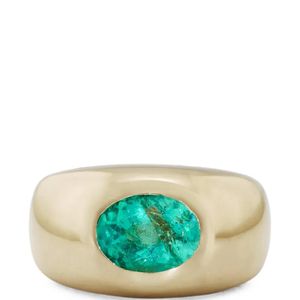 Jacquie Aiche Green Emerald Oval Dome Ring