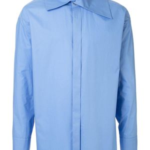 メンズ Wooyoungmi ワイドカラーシャツ ブルー