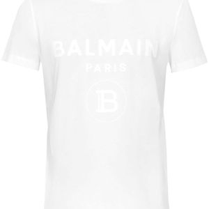 Camiseta con logo estampado Balmain de hombre de color Blanco
