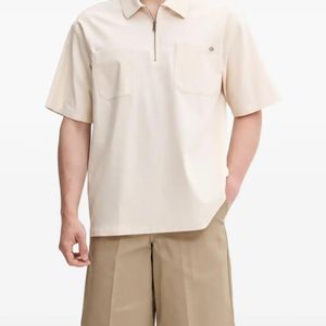 Dickies Natural Half-Zip Logo-Patch Polo Shirt for men