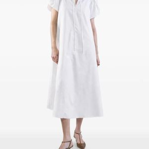 Psophia White Robe Mi-Longue Mao En Popeline