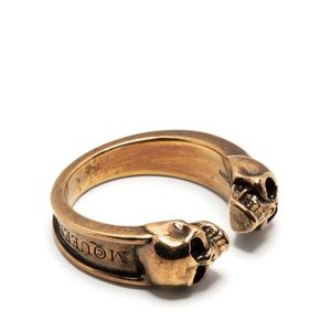 Alexander McQueen Mettallic Ring mit Totenkopfmotiv