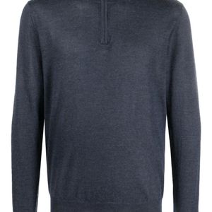 Fedeli Blue Favonio Half-Zip Jumper for men