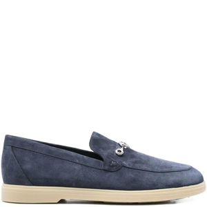 Stefano Ricci Blue Chain-Detail Suede Loafers for men