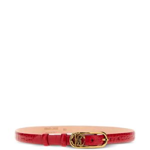 Roberto Cavalli Red Crocodile-Effect Rc Monogram Belt