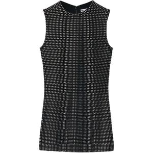 Alexander Wang Black Crystal Hotfix Sleeveless Mini Dress