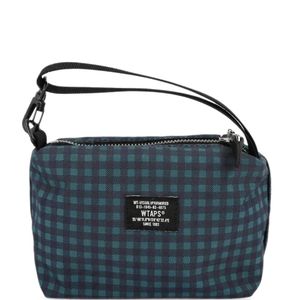 (w)taps Blue Check-Print Pouch for men