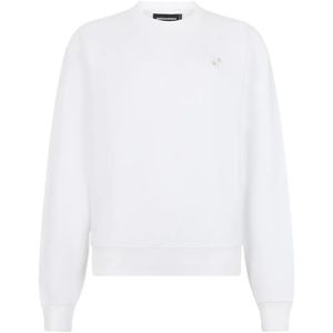 DSquared² White Metal D2 Upside Down Cool-Fit Crewneck Sweatshirt