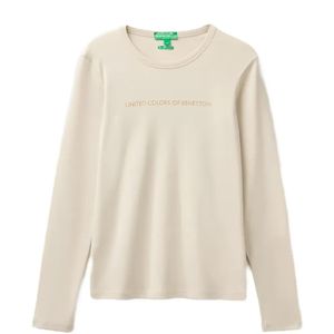 Benetton White Logo-Print Long-Sleeve T-Shirt