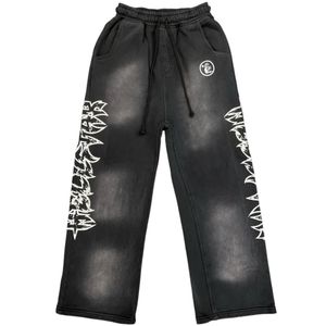 HELLSTAR Grey Stars Shine Graffiti Track Pants for men