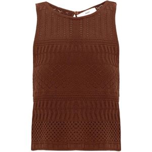 Akep Brown Open-Knit Sleeveless Top