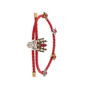 Alexander McQueen Red Skull Braided Bracelet
