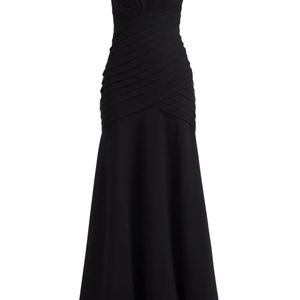 Tadashi Shoji Black Pleated Strapless Maxi Dress