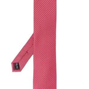 Cravate Gancini à motifs géométriques en soie Ferragamo pour homme en coloris Rouge