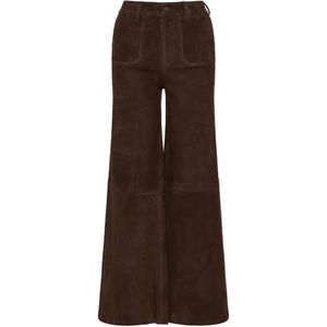 FRAME Brown Le Slim Palazzo Suede Palazzo Pants