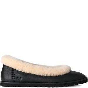 Ugg Black Fur Trim Ballerina Shoes