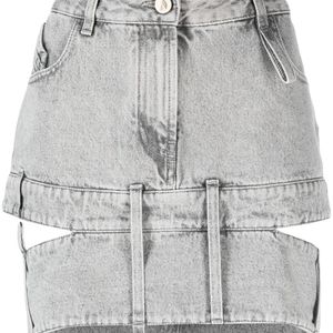 The Attico Grey Cropped Denim Mini Skirt
