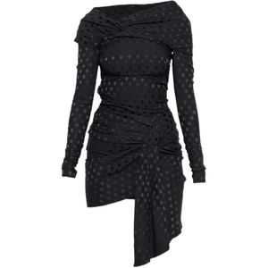 Isabel Marant Black Draped Polka-Dot Mini Dress