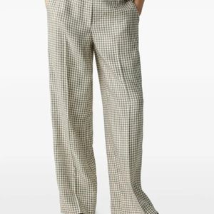Theory Natural Gingham-Check Straight-Leg Trousers