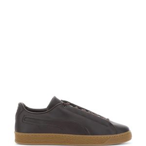 PUMA Brown Logo-Embossed Leather Low-Top Sneakers for men