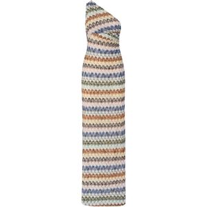 Missoni White Zigzag-Knit One-Shoulder Dress