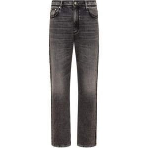 Love Moschino Grey Faded-Effect Logo-Patch Jeans for men