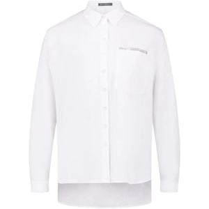Betty Barclay White Embellished-Pocket High-Low Shirt