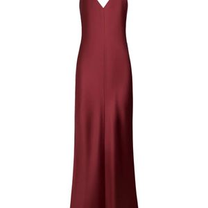 12 STOREEZ Red Spaghetti-Strap Silk Dress