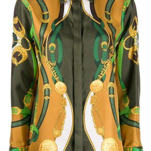 Versace Grün Hemd mit "Barocco Rodeo"-Print