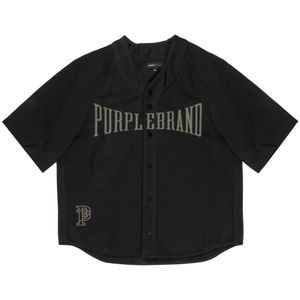 Purple Brand Black Logo-Print Cotton Shirt for men