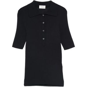 P.A.R.O.S.H. Black Ribbed-Knit Polo Shirt