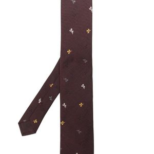 Prada Brown Leaf Embroidered Tie for men