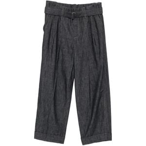 Brunello Cucinelli Grey Belted Pleated Jeans