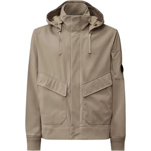 C P Company Brown C.P. Shell-R Hidden Hood Lens Jacket for men