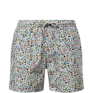 Mc2 Saint Barth Grey Graphic-Print Drawstring Swim Shorts for men