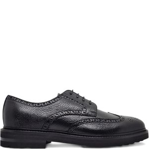 Henderson Black Leather Derby Shoes for men