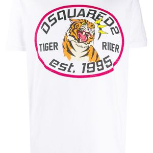 メンズ DSquared² Tiger Rider Tシャツ ホワイト