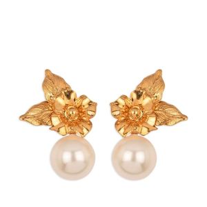 Jennifer Behr Metallic Rici Flower Pearl Earrings
