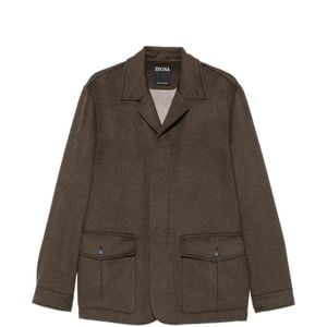 Zegna Brown Button-Flap Jacket for men