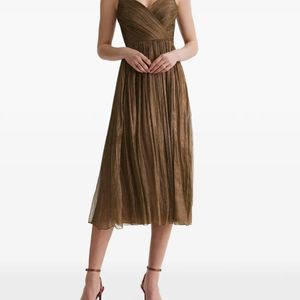 Framboise Natural Robe Mi-Longue Maldon À Design Plissé