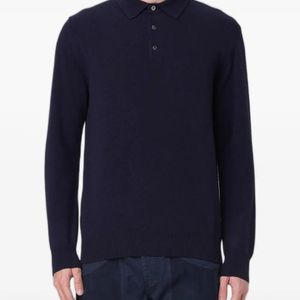 XC Blue Knitted Long-Sleeve Polo Shirt for men