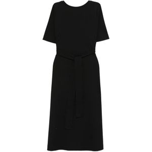 Psophia Black Belted Midi Dress